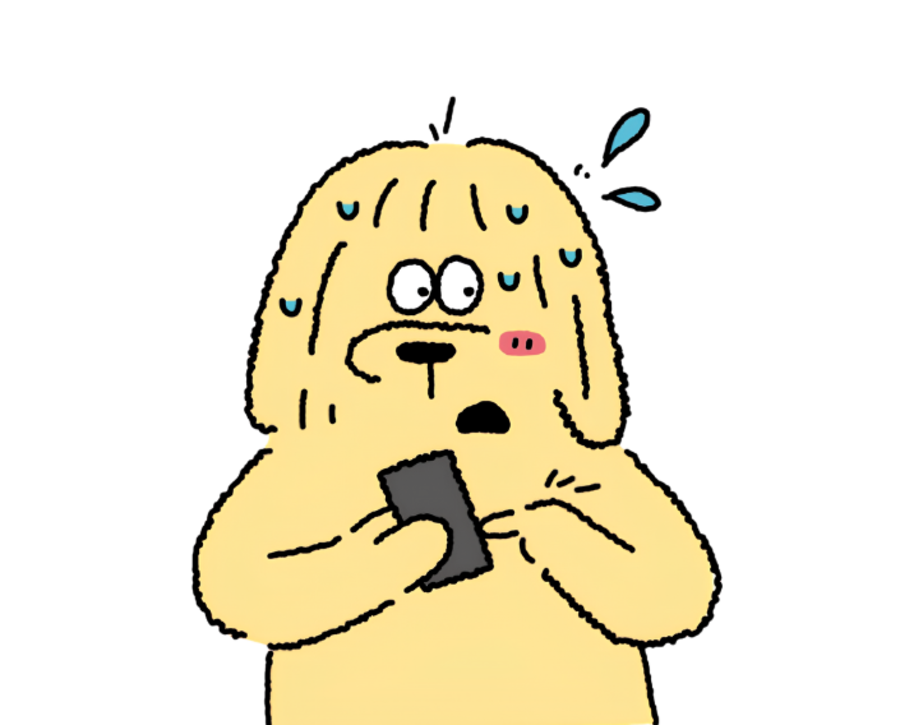 Fret sweating and staring wide-eyed at his phone